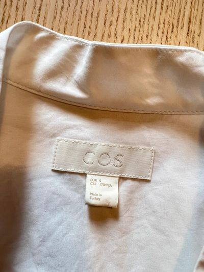 COS – White Convertible Collar Shirt – Mandarin To Open Collar – 100% Cotton – Size S 8