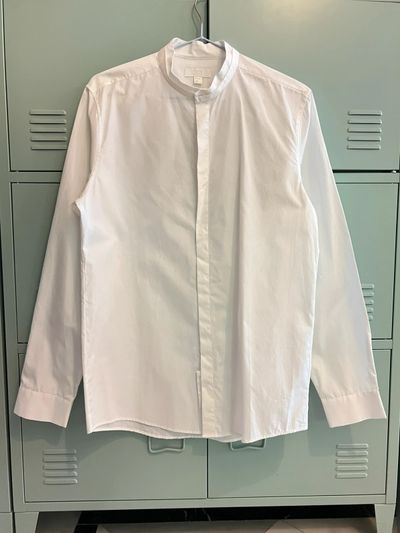 COS – White Convertible Collar Shirt – Mandarin To Open Collar – 100% Cotton – Size S 1