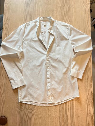 COS – White Convertible Collar Shirt – Mandarin To Open Collar – 100% Cotton – Size S 6