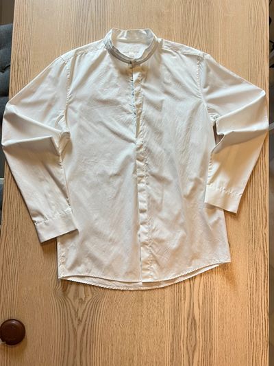COS – White Convertible Collar Shirt – Mandarin To Open Collar – 100% Cotton – Size S 7