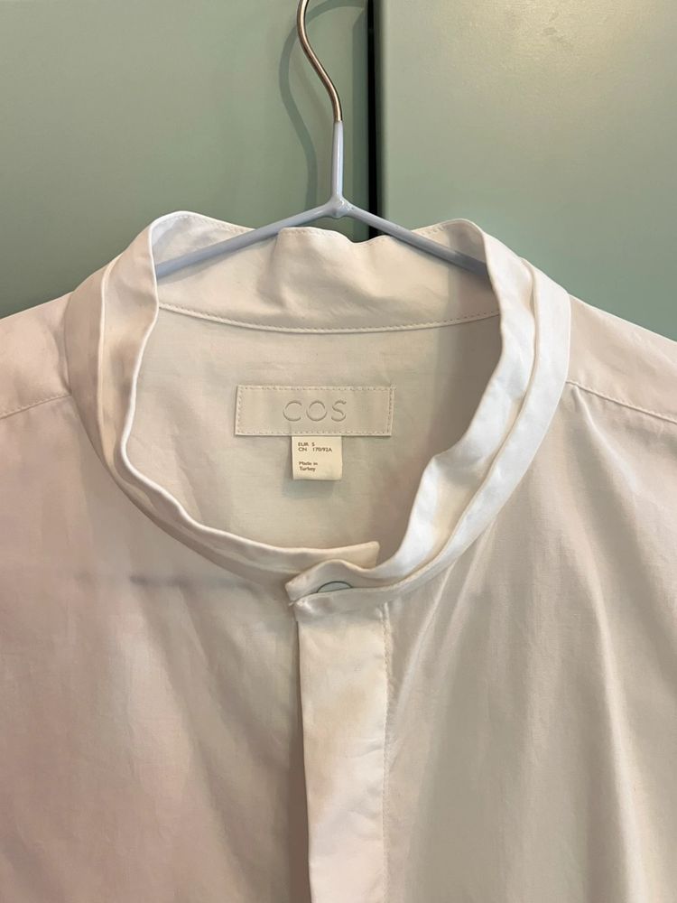 COS – White Convertible Collar Shirt – Mandarin To Open Collar – 100% Cotton – Size S 2