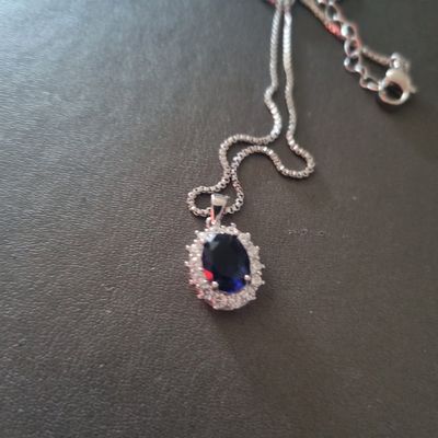 Silver Necklace With Blue Gemstone Pendant