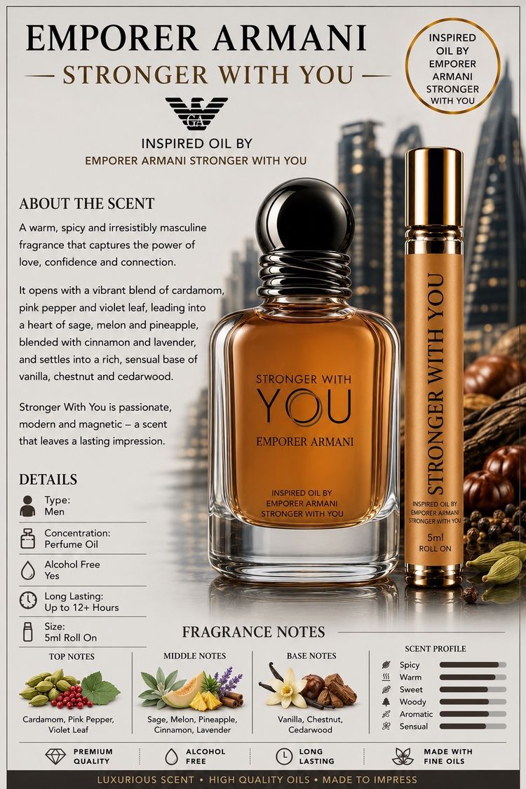5 MLS oil perfume inspired by  Emporer Armani Stronger With You Perfume Oil image 1