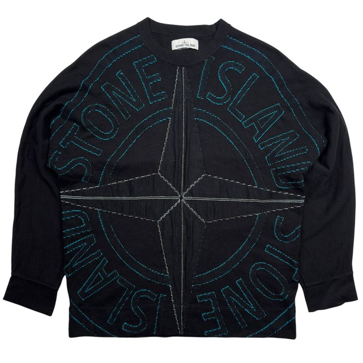 S/S 21 Stone Island Big Logo Embroidered Knitted Sweater