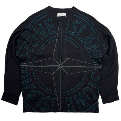 S/S 21 Stone Island Big Logo Embroidered Knitted Sweater