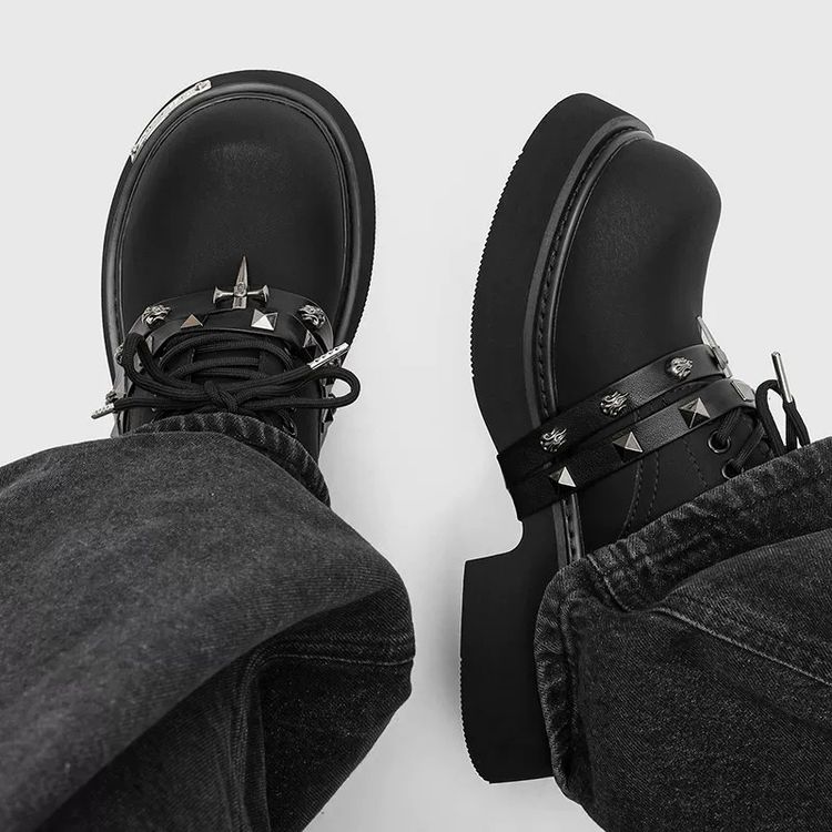 Black Studded Platform Shoes image 1