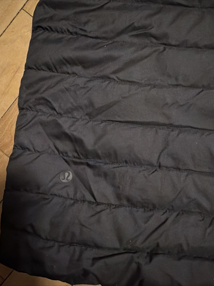 Lululemon Pack It Down Long Jacket Uk 6 Goose Down Hooded Dark Grey Excel Cond image 3