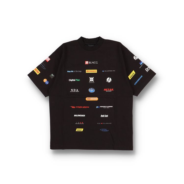 Balenciaga Washed Black Business Logo Oversized T-Shirt