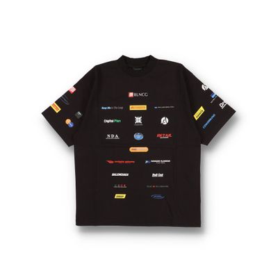 Balenciaga Washed Black Business Logo Oversized T-Shirt
