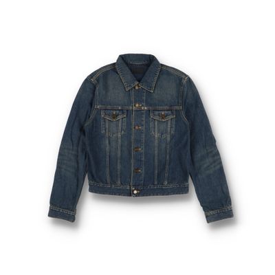 Saint Laurent Paris Dirty Vintage Blue Fitted Denim Trucker Jacket