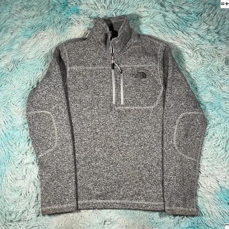 Grey The North Face 1/4 Zip Thermal Knit Fleece - Medium image 1