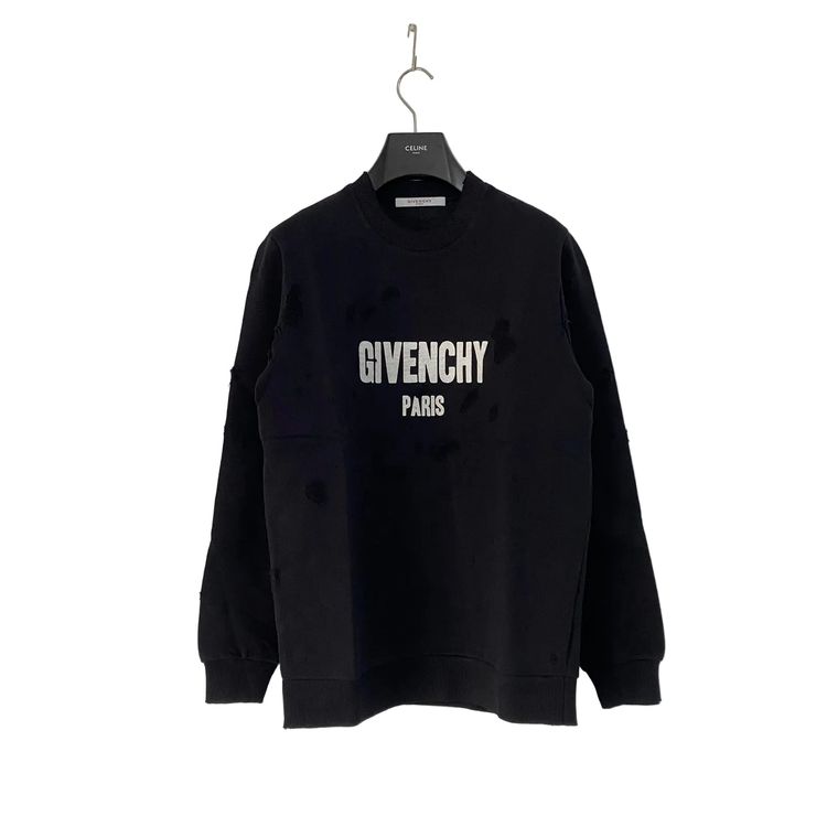 Givenchy Black Destroyed Logo Sweatshirt
