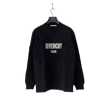 Givenchy Black Destroyed Logo Sweatshirt