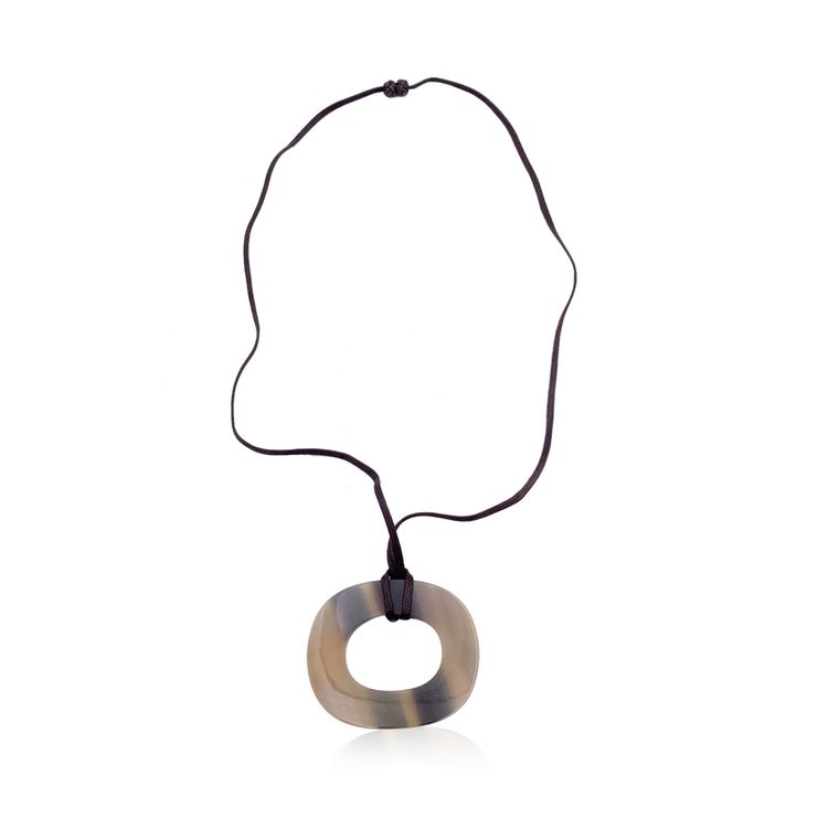 opavintage.com Collana con pendente ovale in corno di bufalo Hermes Paris Isthme product image