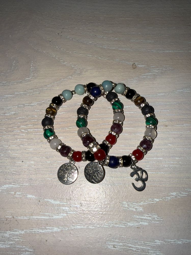 Multicolor Beaded Bracelets With Charms