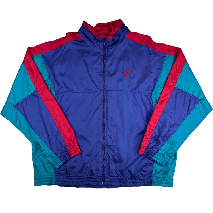 Vintage Nike 90's Full-Zip Track Jacket  Blue Red Teal Multicoloured