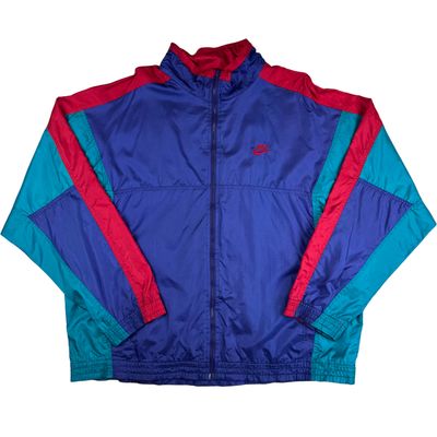 Vintage Nike 90's Full-Zip Track Jacket Blue Red Teal Multicoloured