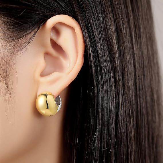 Gold And Silver Round Stud Earrings image 3