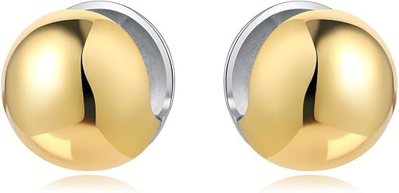 Gold And Silver Round Stud Earrings image 1