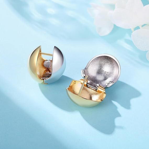 Gold And Silver Round Stud Earrings image 2