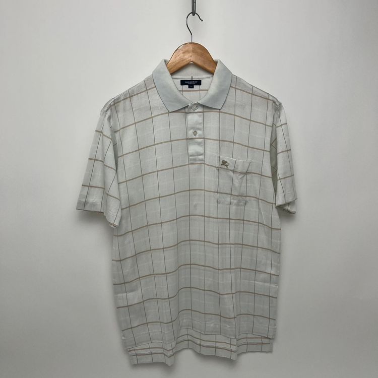 Burberry Vintage White Checked Polo Shirt image 1