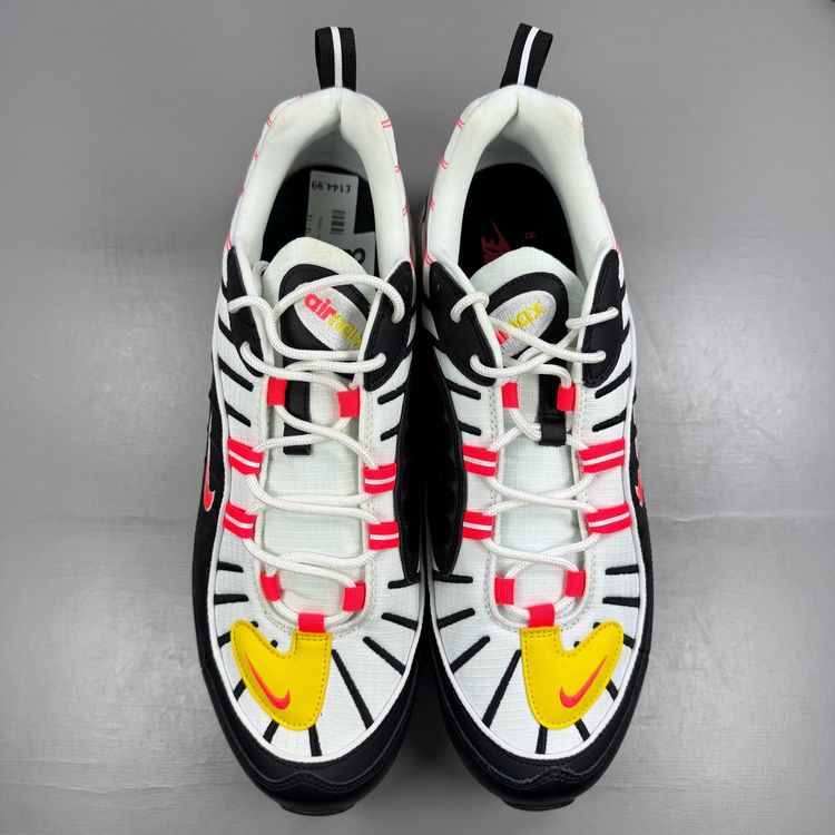 Nike Air Max 98 Size UK 12 Black White Yellow Crimson Men's Trainers 640744-016 image 2