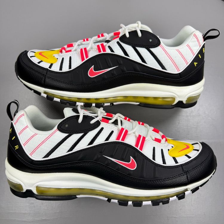 Nike Air Max 98 Size UK 12 Black White Yellow Crimson Men's Trainers 640744-016 image 6
