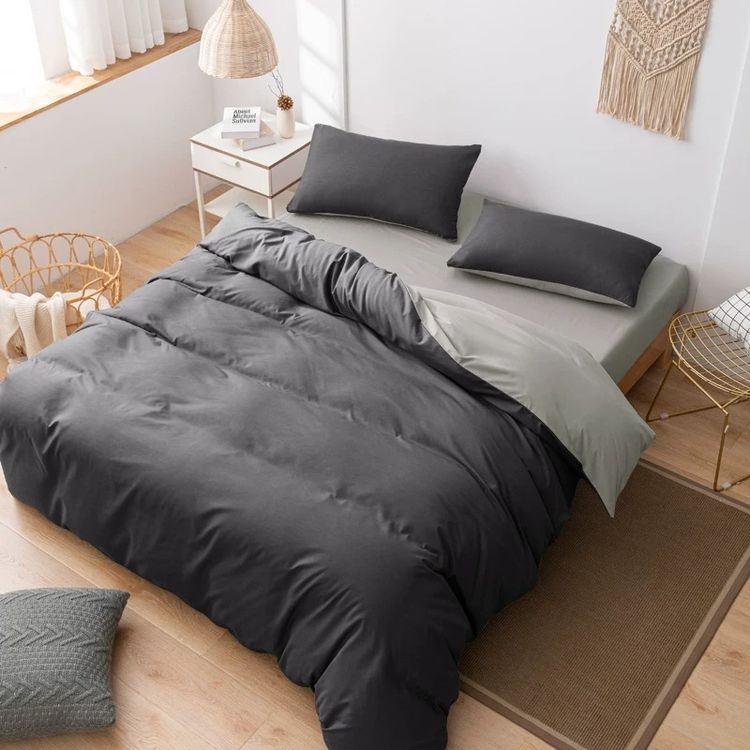 Immagine di Dark Gray Bedding Set With Pillows And Duvet Cover 3