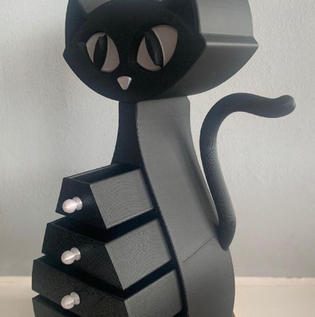 Immagine di Black Cat-Shaped Storage Organizer With Drawers 2