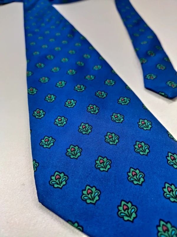 Fendi cravattaSeta Uomo Blu Elettrico Fantasia Gigli Made in Italy Vintage