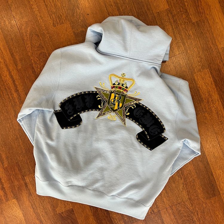 Supreme Crest Zip Up Hooded Sweatshirt Light Blue Taglia S (Usata)