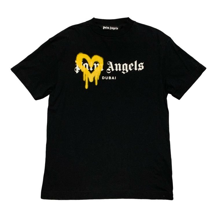 Palm Angels Small Dubai Sprayed Heart Black Tee
