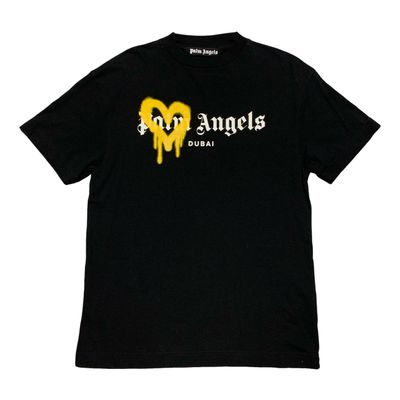 Palm Angels Small Dubai Sprayed Heart Black Tee