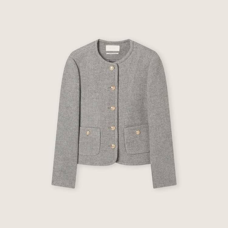 Grey Buttoned Jacket Made in Italy.