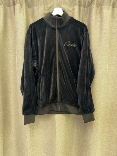 Corteiz Black Velour Zip-Up Jacket