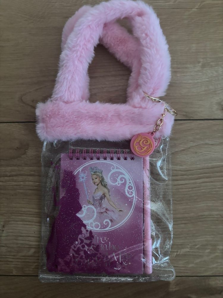 Pink Clear Handbag With Plush Handle And Fairy Design Notebook