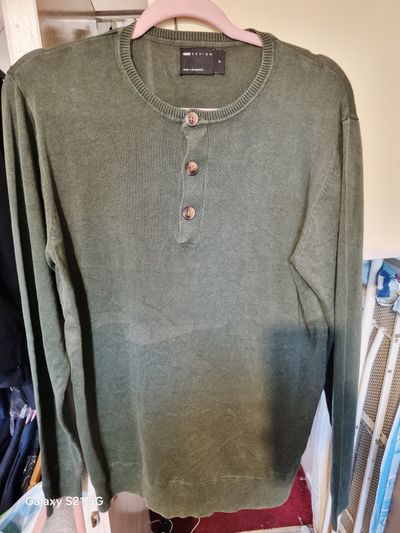 Asos Design Green Long Sleeve Henley Shirt
