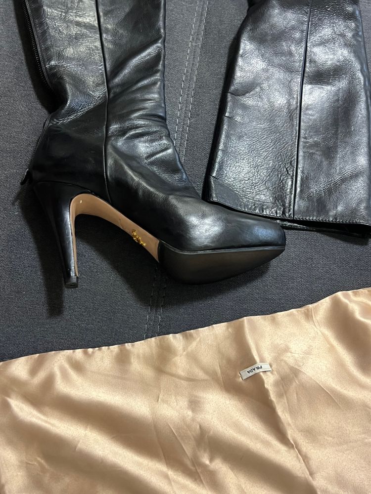 Prada Black Leather Knee-High Boots image 3