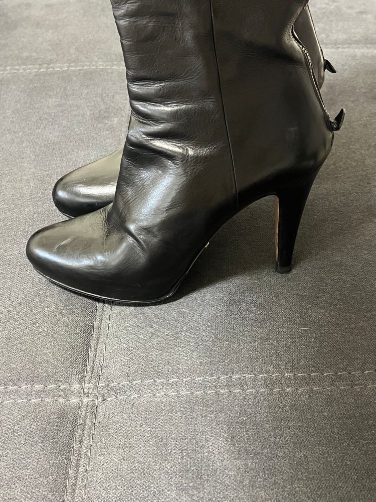 Prada Black Leather Knee-High Boots image 5