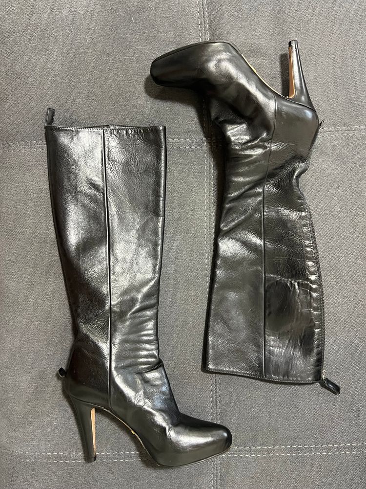 Prada Black Leather Knee-High Boots image 8