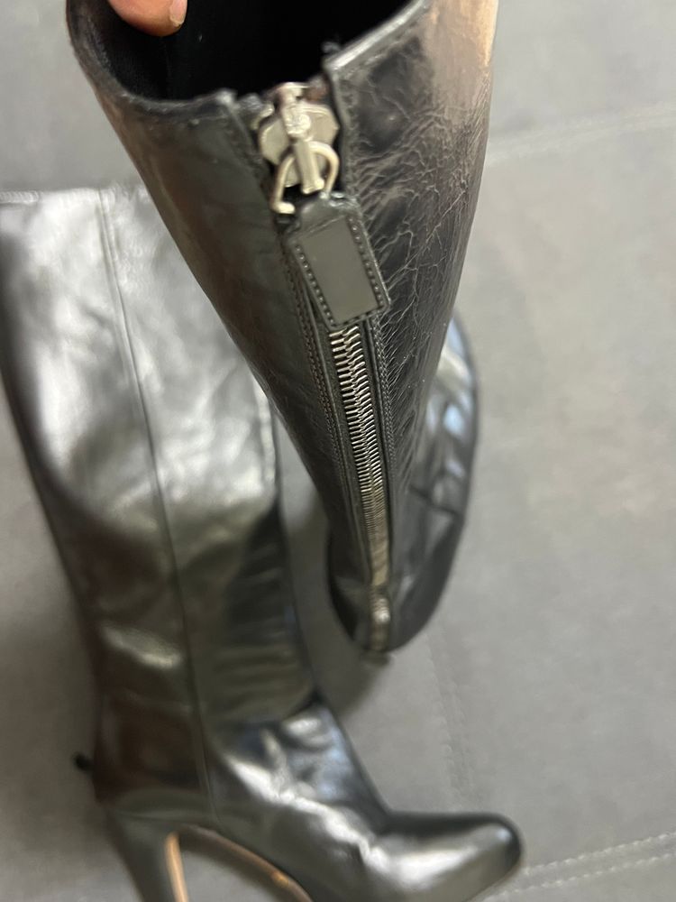 Prada Black Leather Knee-High Boots image 9
