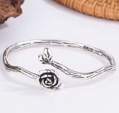 Silver Bracelet With Rose Design image 1