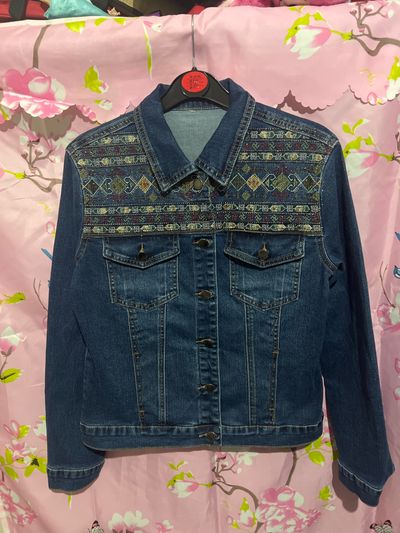 Denim Jacket With Embroidered Pattern