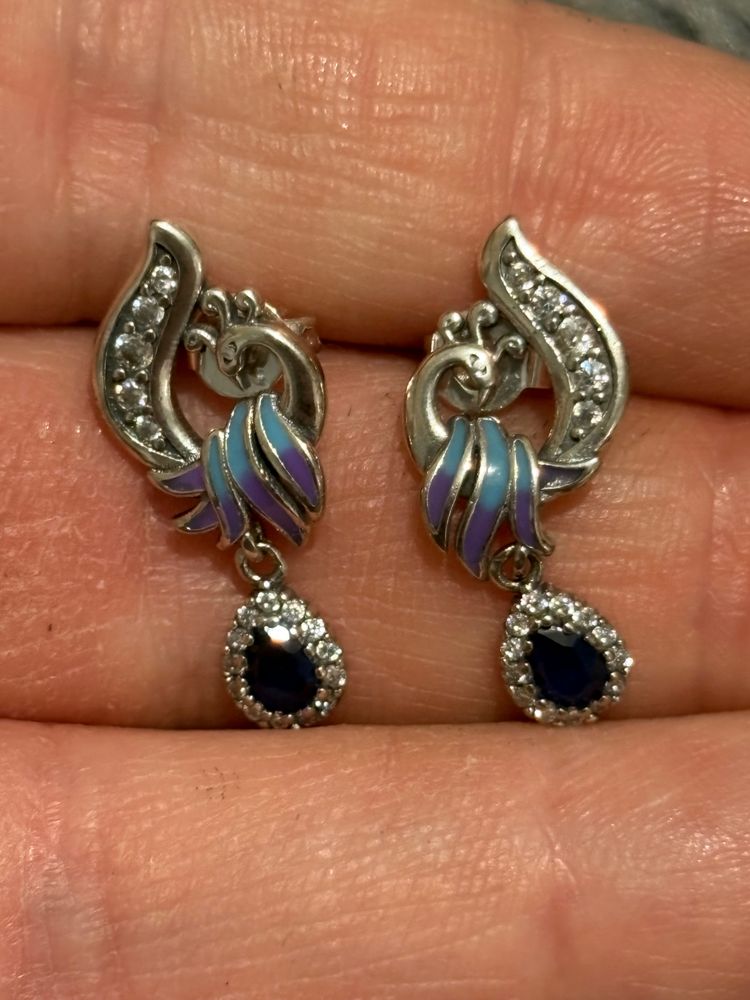 Sterling Silver Peacock Stud Earrings  image 1