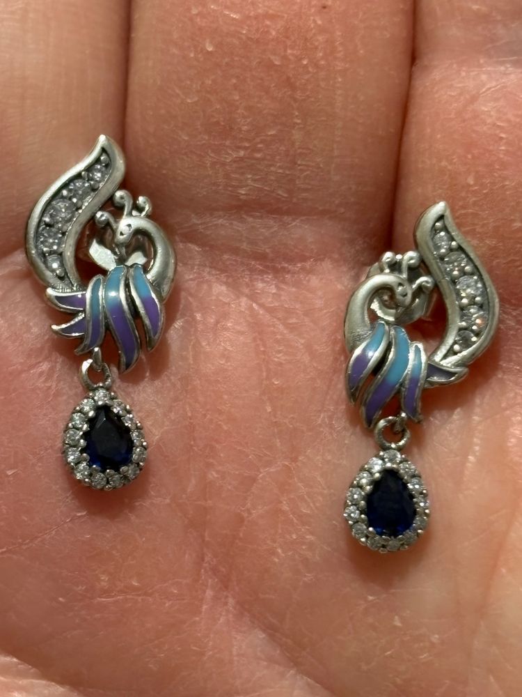 Sterling Silver Peacock Stud Earrings  image 3