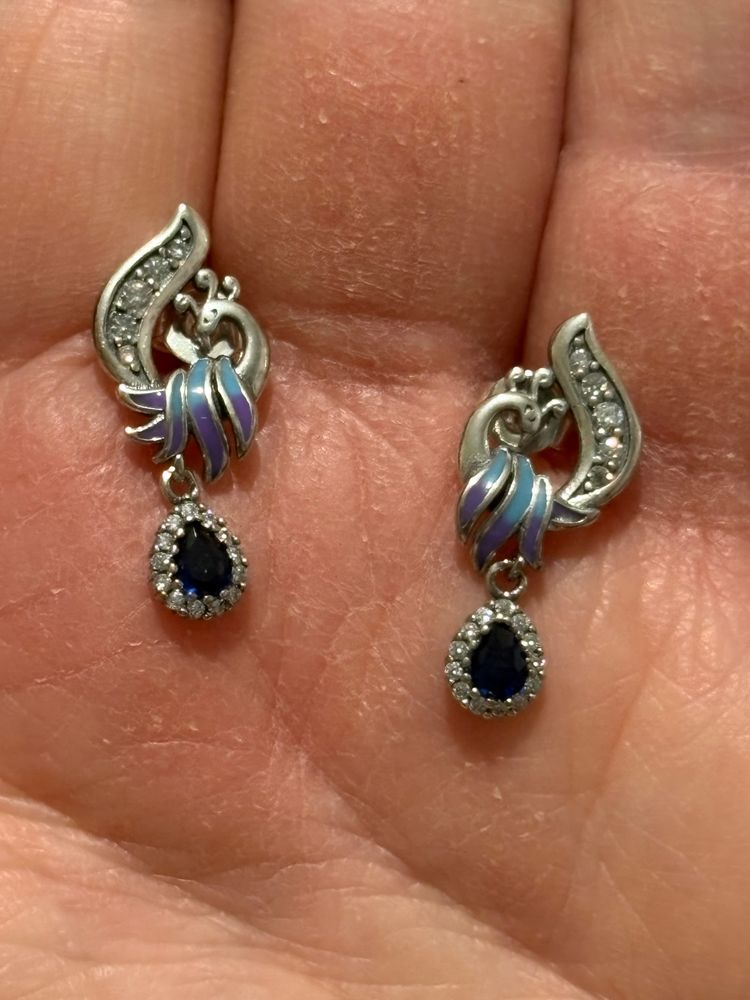 Sterling Silver Peacock Stud Earrings  image 4