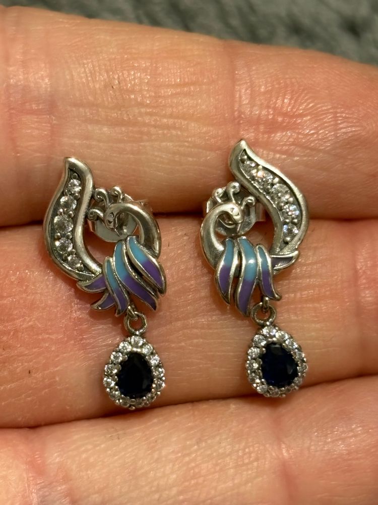Sterling Silver Peacock Stud Earrings  image 2