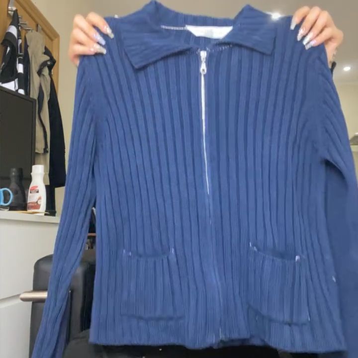 Other knit zip up cardigan product image