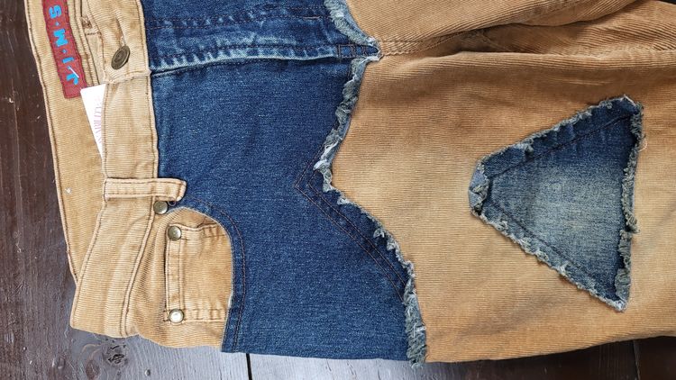 Patchwork Corduroy And Denim Pants image 2