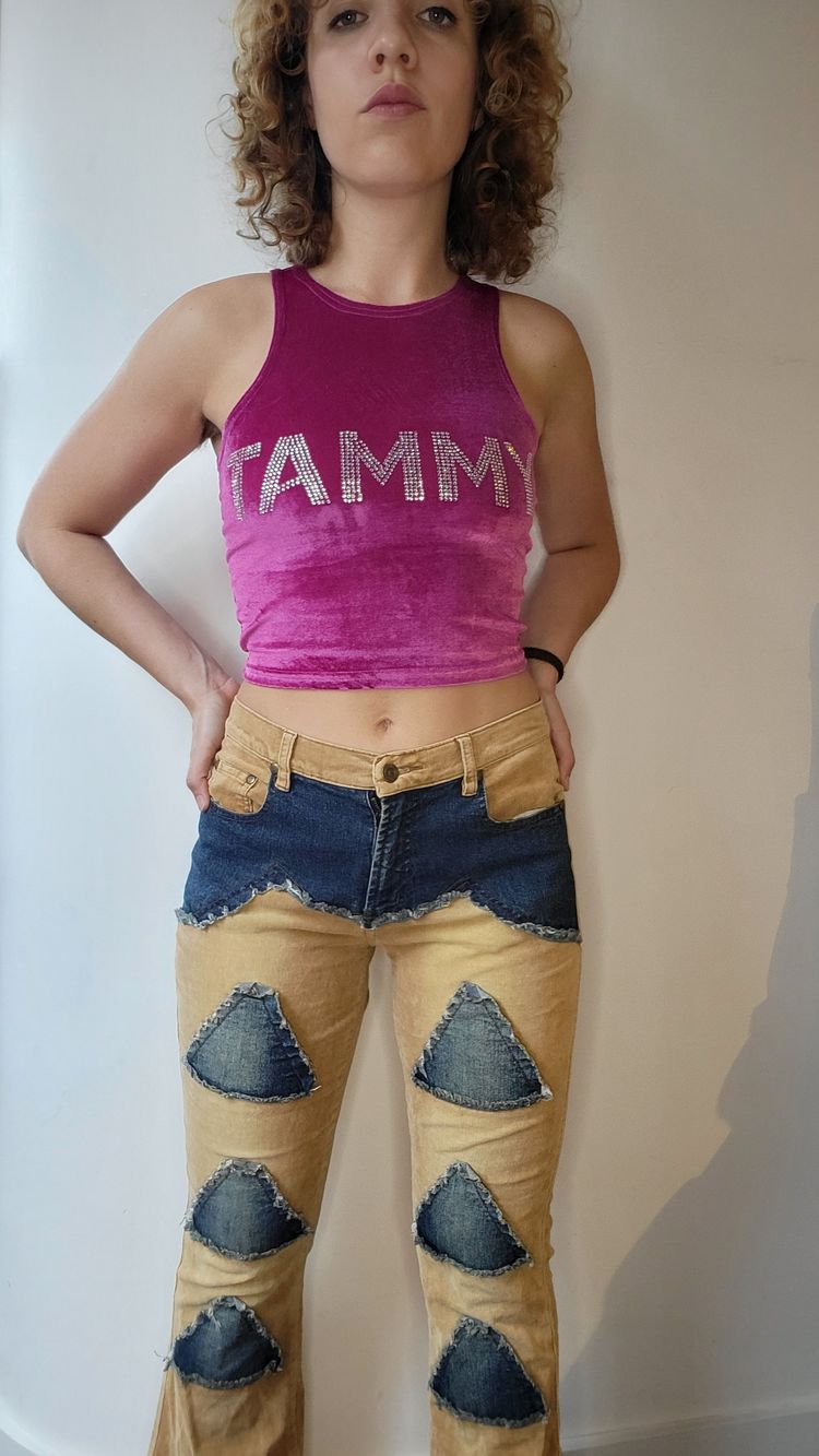 Patchwork Corduroy And Denim Pants image 3